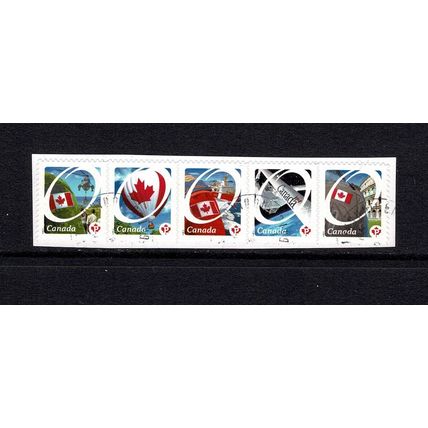CANADA 2011 CANADIAN PRIDE STRIP OF 5 SELF ADHESIVES FROM BOOKLET VFU CTO