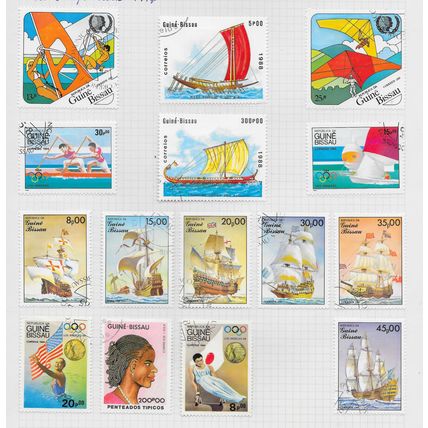 GUINEE GUINEA BISSAU COLLECTION 15 STAMPS CANCELLED SHIPS SPORT CULTURE