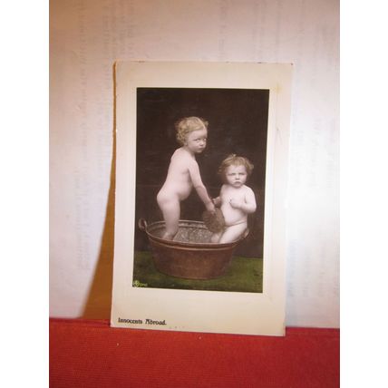 INNOCENTS ABROAD, CHILDREN. antique used postcard by Aristophot 1913 pm =