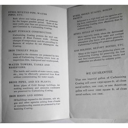 1903 Goheen Manufacturing Company Sales letter & brochure: "Carbonizing Coating"