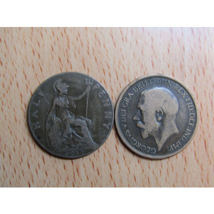 GB 1917 George V Half PennyCoin