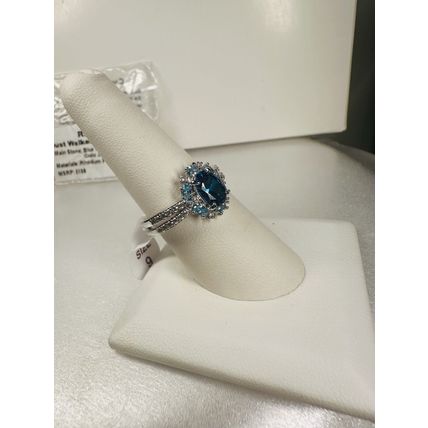 NIB Bomb Party Sz9 Ring RBP6146 Just Walked Into The Room Blue Topaz/Aquamar. CZ