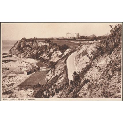 Crinnis Beach, St Austell, Cornwall, c.1920s - Harvey Barton Postcard