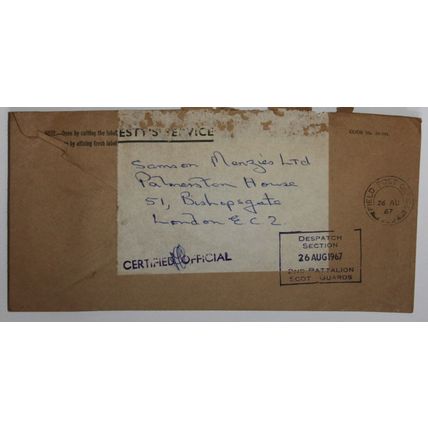 GB 1967 Field Post Office # 222 Cover 2nd Battalion Scot Guards to London