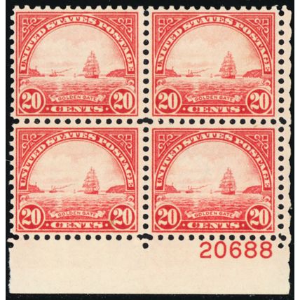 698, Mint VF NH 20¢ Plate Block of Four SCV $60 - Stuart Katz