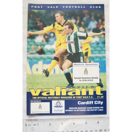 1993 programme Port Vale v. Cardiff City