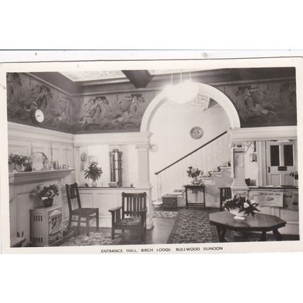 EC80 DUNOON - BIRCH LODGE, BULWOOD - ENTRANCE HALL. RP POSTCARD
