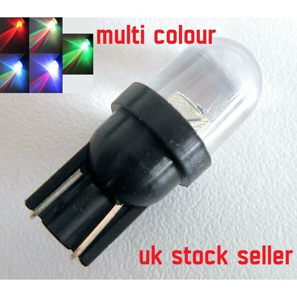 2 x LED Xenon T10 12V MULTI COLOR LIGHT BULB AUTOMATIC COLOUR CHANGING