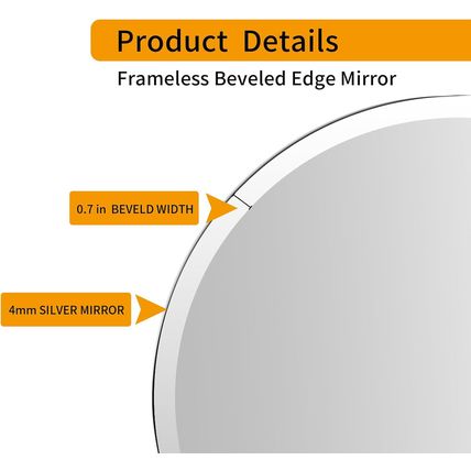 KOHROS Frameless round Bathroom Mirror for over Sink Circle Vanity Mirror 24 Inc