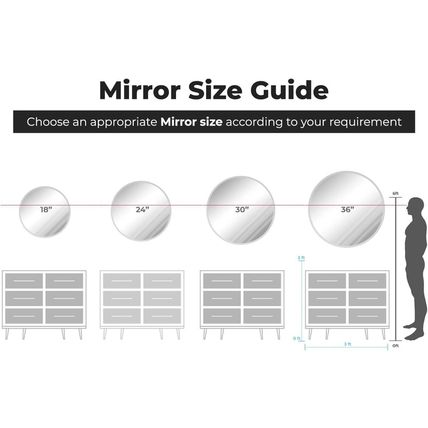 KOHROS Frameless round Bathroom Mirror for over Sink Circle Vanity Mirror 24 Inc
