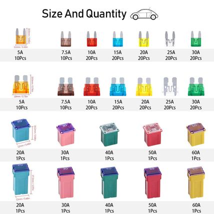 250Pcs US Grade Automotive Fuses Assortment Kit Standard & Mini Car Blade Fuses,
