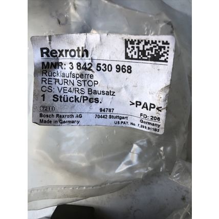 NEW REXROTH 3 842 530 968 VE4/RS PNEUMATIC RETURN STOP FOR TS4 PLUS SYSTEM ,FJ