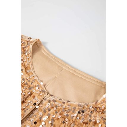 Golden Fleece Sequined Open Front Cropped Jacket