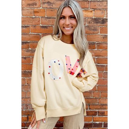 Apricot LOVE PATCH Graphic Oversized Sweatshirt