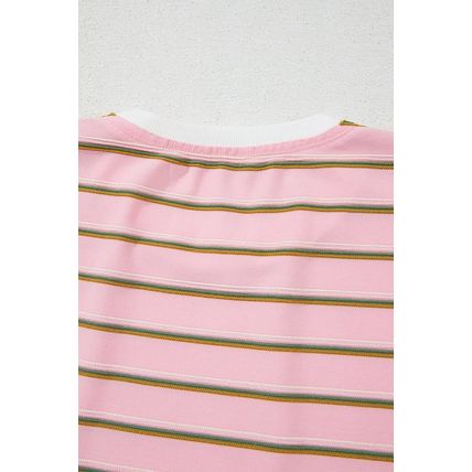 Pink Stripe Wide Short Sleeve Tee and Short Set