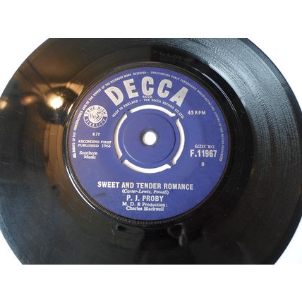 7"1964. P J PROBY .TOGETHER .DECCA F.11967,SWEET AND TENDER ROMANCE.EXCELLENT