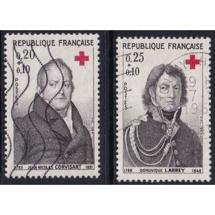 France 1964 SG 1665-6 Used - Red Cross Semi-postal (D-458 (17))