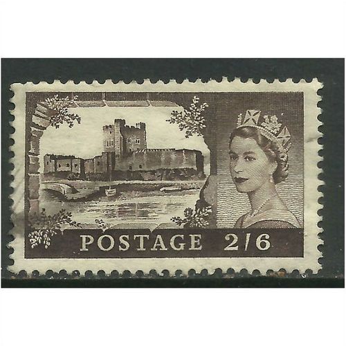 GB 1955 - 58 QE2 H/V 2/6d Brown Castle Wmk 165.(J629 )