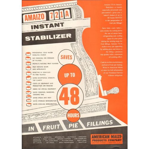 american maize products company 1958 amaizo 721a stabilizer vintage ad