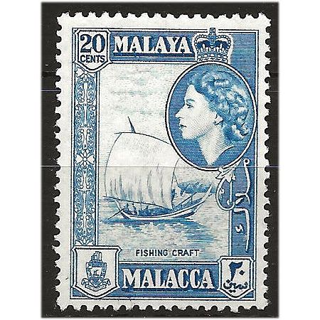 Malacca 1957 SG45 20c Blue Mounted Mint . ..