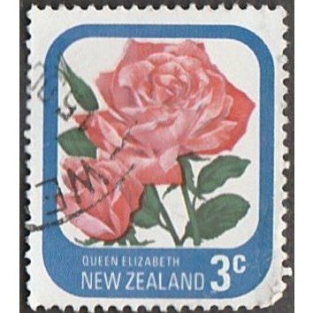 New Zealand 1975 3c Value. Rose, Queen Elizabeth. Fine Used