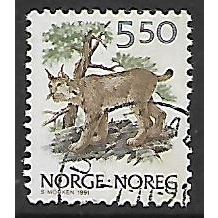 NORWAY 1988 WILDLIFE 5K.50 LYNX SG 1025 FINE USED#