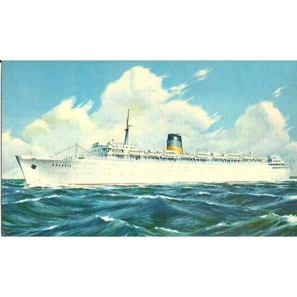 Greek Line SS ARKADIA Company Art Postcard