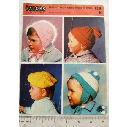 Vintage: Patons 9229 children's hats up to 2 years