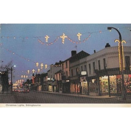 Christmas Lights Illuminations Citizens Advice Sign Sittingbourne Kent Postcard