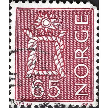 NORWAY, Clove-hitch knot and sun, red-violet 1968, 65ore