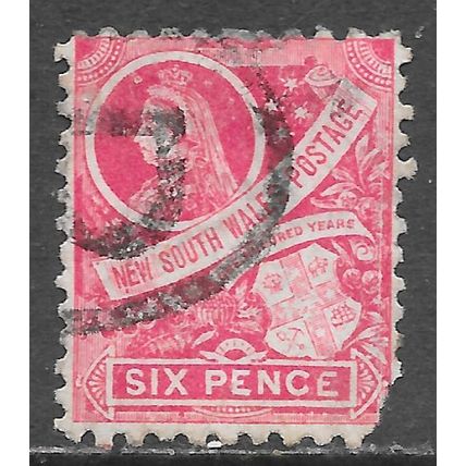 NSW NEW SOUTH WALES 1888 AUSTRALIA STATE QV SIX PENCE RED REG PMK fault
