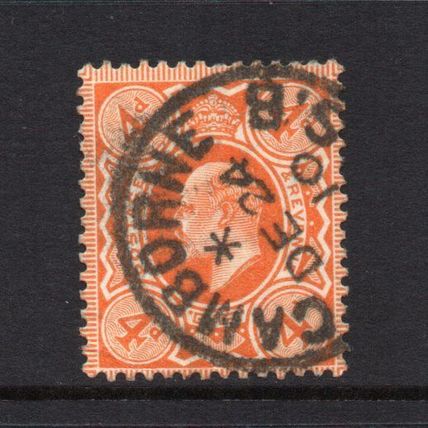 Edward VII - 1902-10 - 4d Orange-Red (sg241) Used (Camborne 1910)