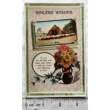 vintage Greetings postcard Birthday Sincere Wishes
