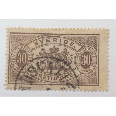 Sweden Stamp Scott #O9, Used, Partial City/Date Cancel