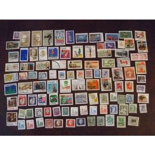 Canada 100 Different Used Postage Stamps (7) Mixture Collection Assortment