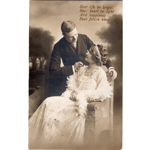 Rhyme Postcard ' Your Life be Bright ...' Young Couple Man & Woman