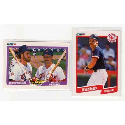 Two 1990 Fleer Wade Boggs cards #268, #632 NM- HOF-Greenwell- Red Sox