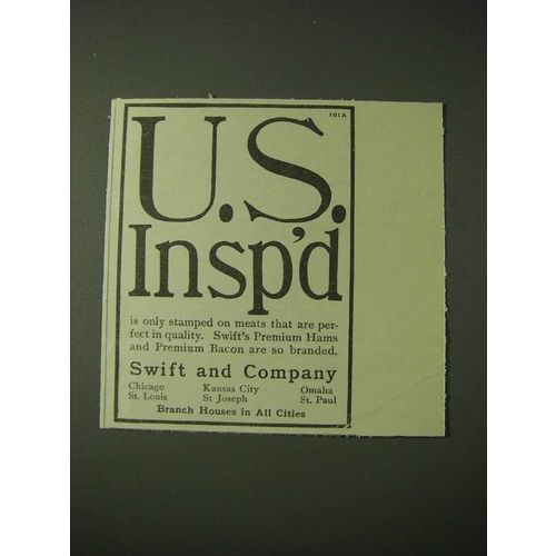 1900 Swift and Company Ad - U.S. Insp'd
