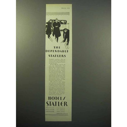 1930 Hotels Statler Ad - The Dependable Statlers