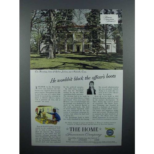 1953 The Home Insurance Ad - Hermitage, Andrew Jackson
