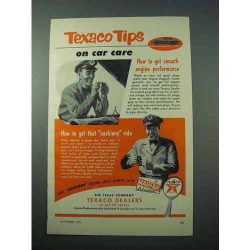 1953 Texaco Oil, Marfak Lubrication Ad - Car Care