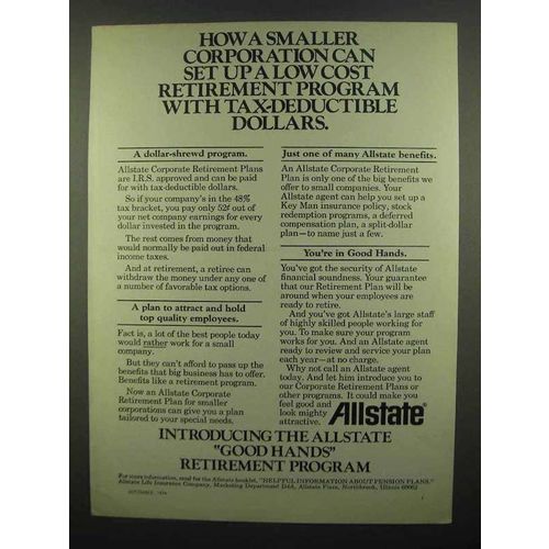 1974 Allstate Insurance Ad - A Smaller Corporation