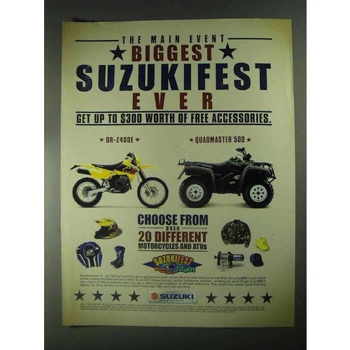 2001 Suzuki DR-Z400E Motorcycle, Quadmaster 500 ATV Ad