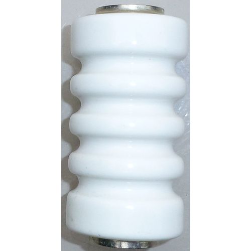 Ceramic insulator Glazed white, tinned brass ends 76.4mm long