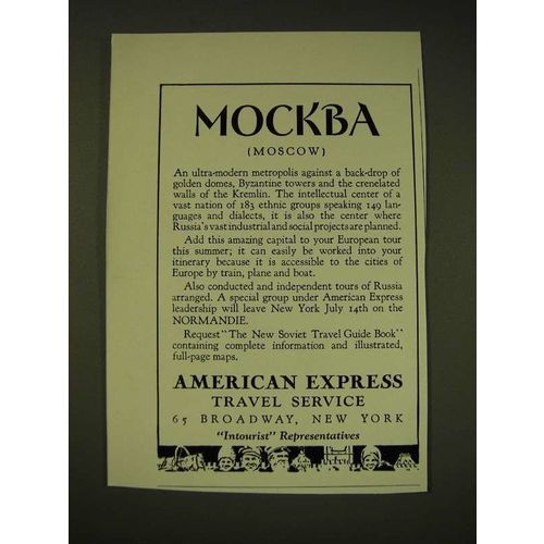 1936 American Express Travel Service Ad - Mockba (Moscow)
