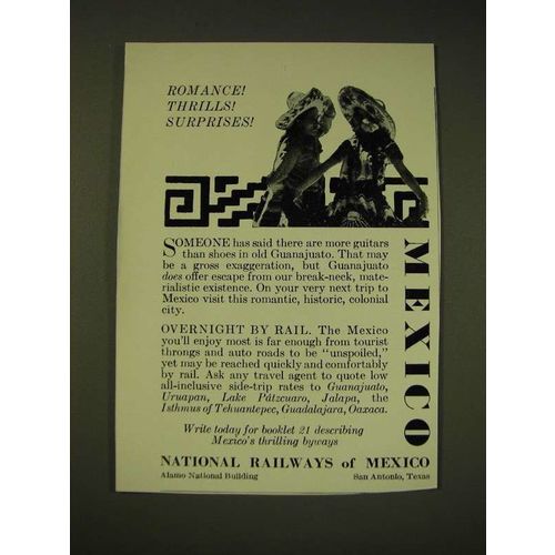 1936 National Railways of Mexico Ad - Romance! Thrills! Surprises!