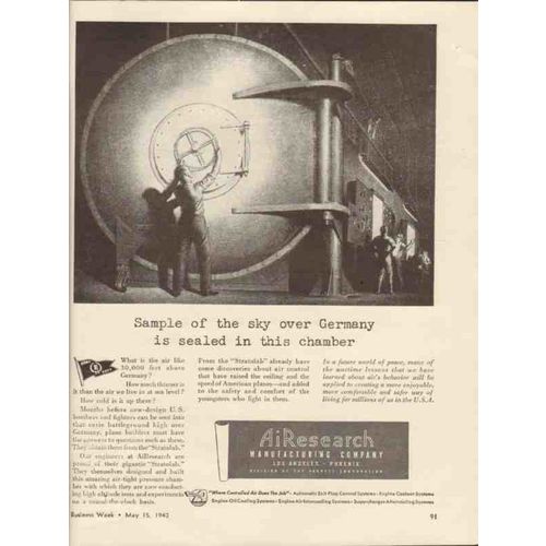 AIREARCH MFG COMPANY 1943 sample sky over Germany WW2 vintage ad