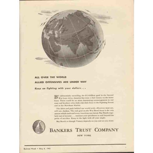 BANKERS TRUST COMPANY 1943 Allied offensives are under way vintage ad