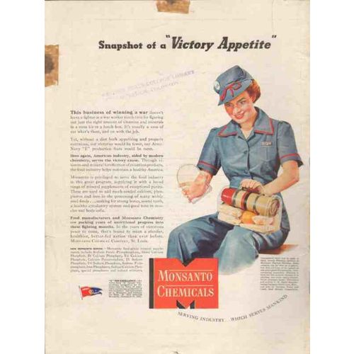 MONSANTO CHEMICAL COMPANY 1943 snapshot Victory Appetite vintage ad