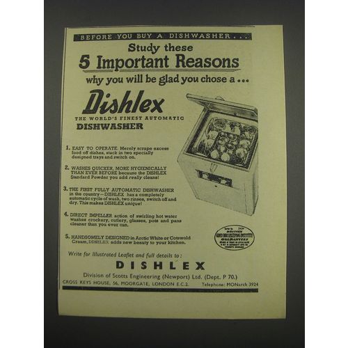 1957 Dishlex Dishwasher Ad - Study these 5 important reasons